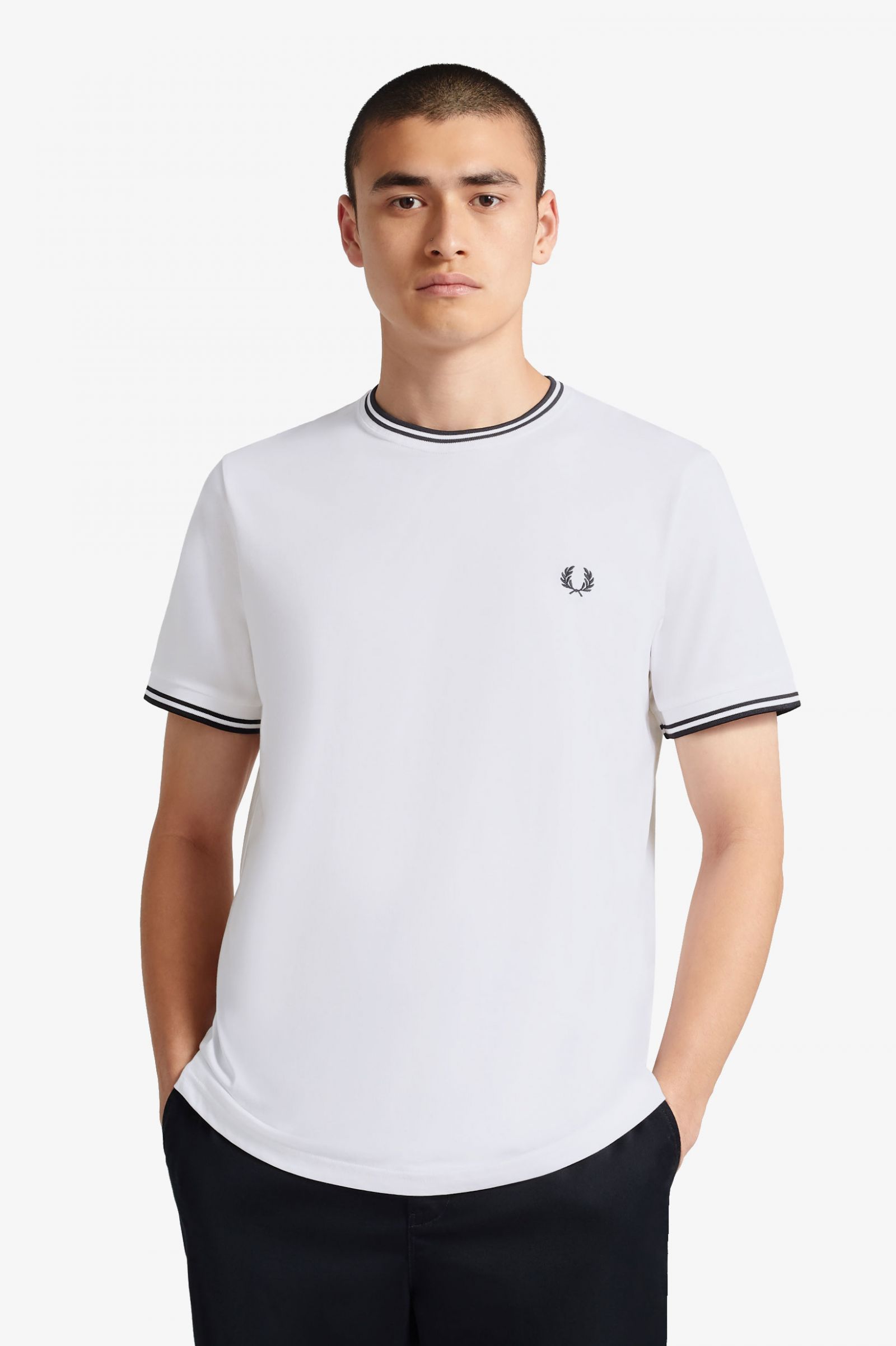 CAMISETA FRED PERRY TWIN TIPPED BRANCA